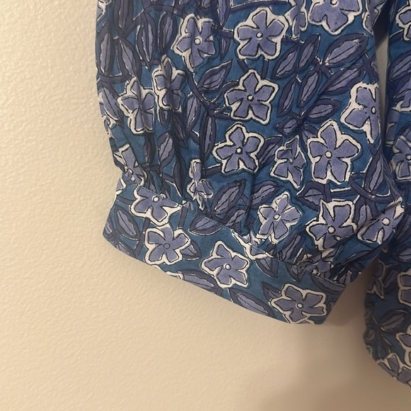 Fitzroy & Willa Cotton Long Sleeve Blue Floral Top Bow Small Cottagecore Preppy - Picture 9 of 11